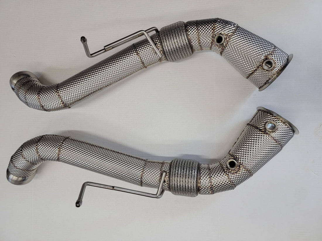 McLaren 540C, 570S, 570GT race downpipes with heat shield wrapping (2016+)