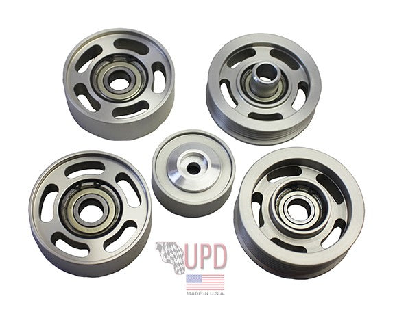 Mercedes AMG M113K Performance 5 Piece Idler Kit - Silver Pulleys (2003-2008)