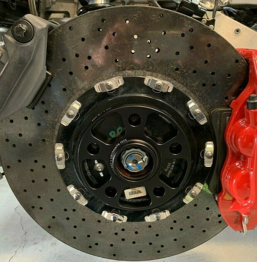 Ferrari 488, GTB, F8 Tributo, Pista, SF90 hubcentric wheel spacers kit with black 12.9 tensile race bolts